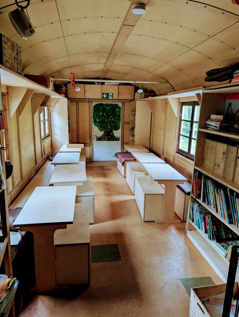 Innenansicht des umgebauten Bauwagens